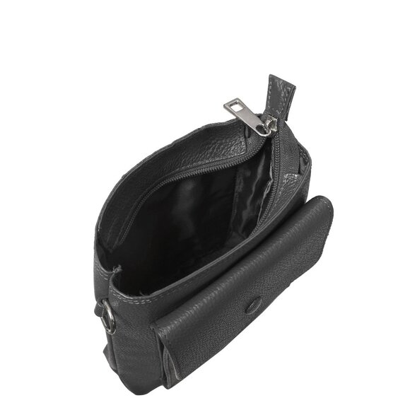 Leather Black Crossbody Shoulder Bag for Men & Women –Sling Bag for Daily Use - Picture 5 of 10